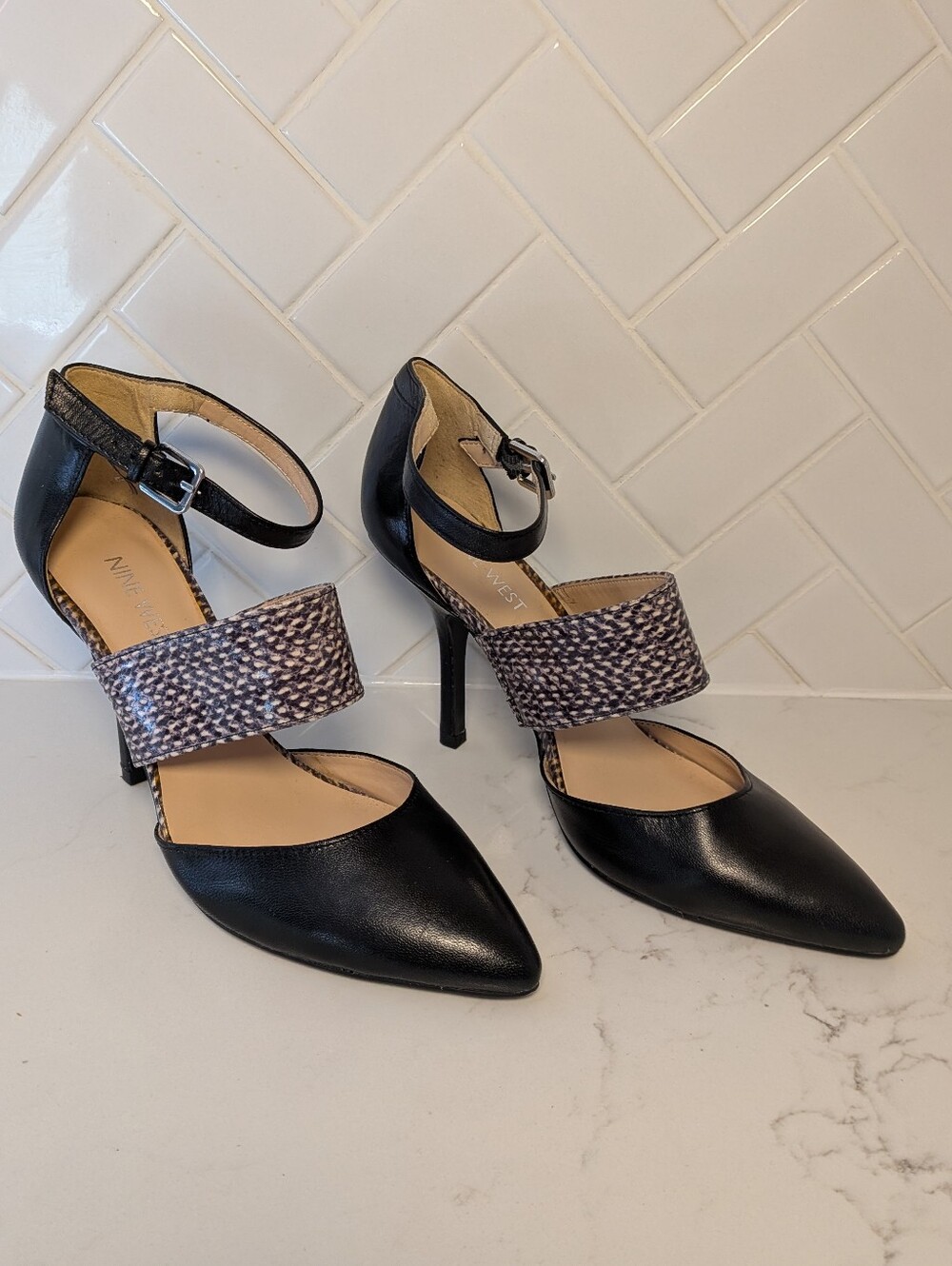 Nine West Pointed-Toe Heels with snake skin Mob Wife Old Money Glam Boss